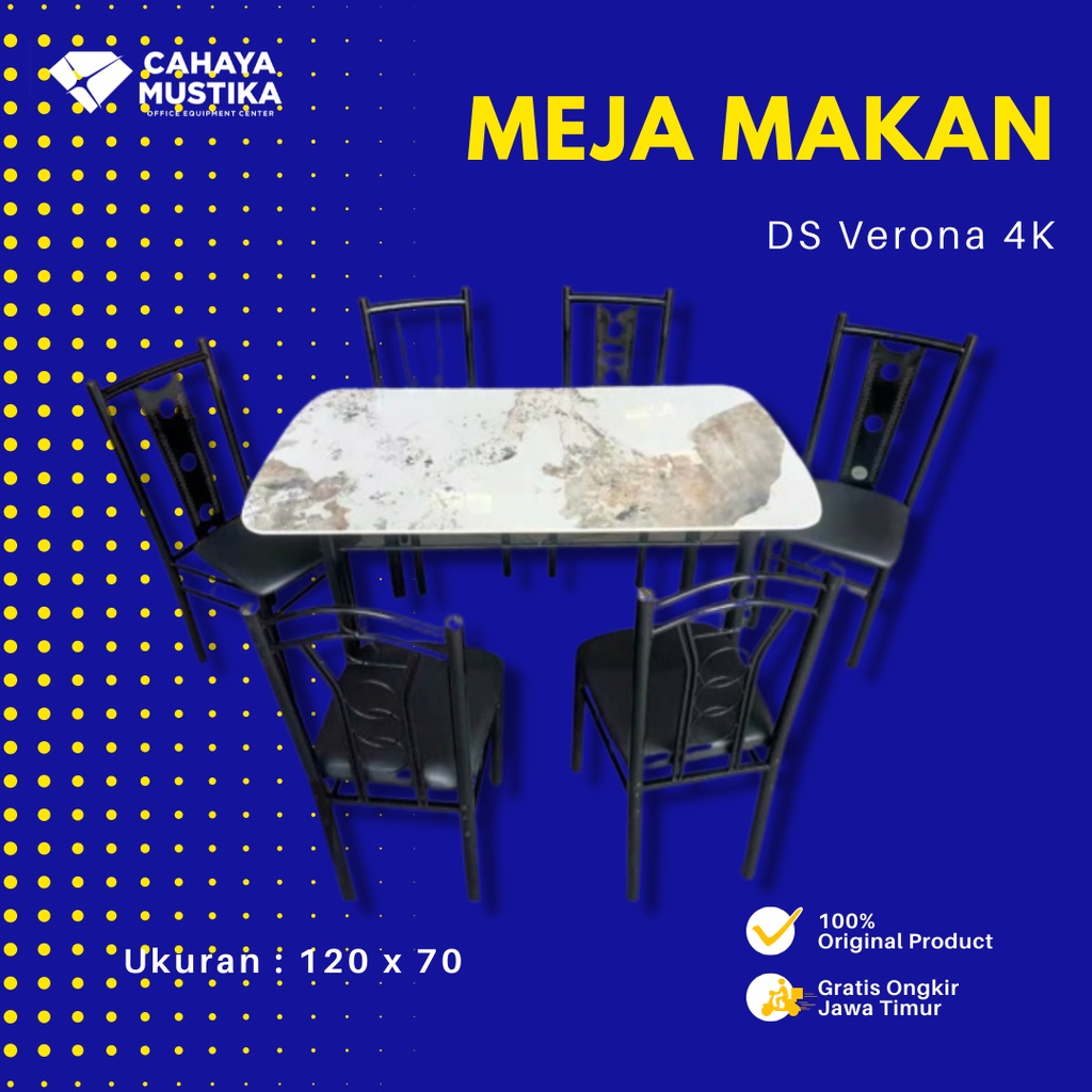 Meja Makan Kokoh Kaca Minimalis Furnitur Meja Makan Rumah Tangga Set 4 Kursi / 6 Kursi Bermotif Unik