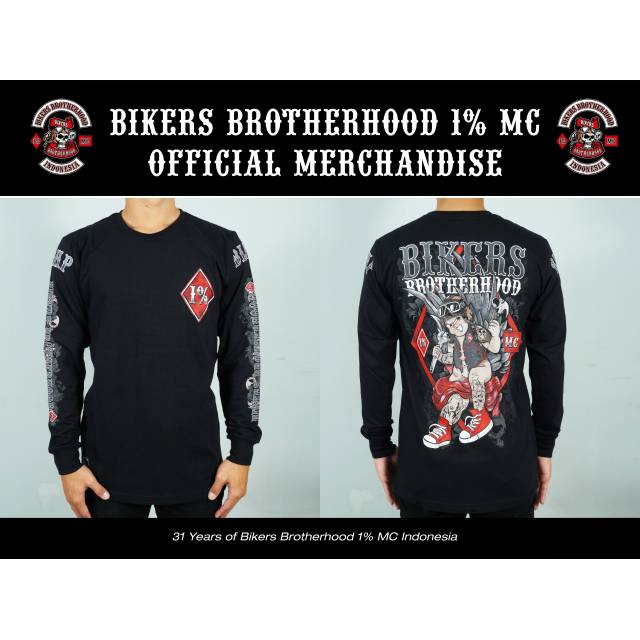 T-shirt tangan panjang Bikers Brotherhood 1% MC