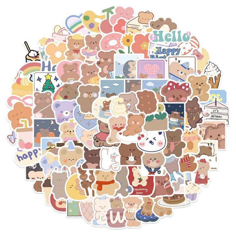 Stiker Kartun Beruang Lucu Anti Air / Stiker Bear Korea Lucu Anti Air