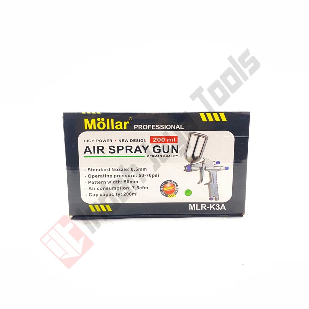 MOLLAR K3A Spray Gun K3 Tabung Atas 200 mL Alat Semprot Cat Kompresor