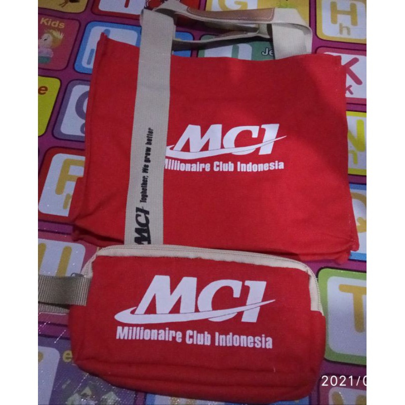 1 set tas kanvas mci+dompet kanvas mci