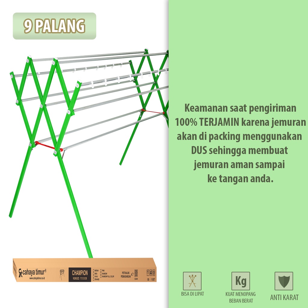 KB Jemuran Pakaian Baju Rak Handuk Jemuran Besar Aluminium Galvalum Kokoh 9 Palang