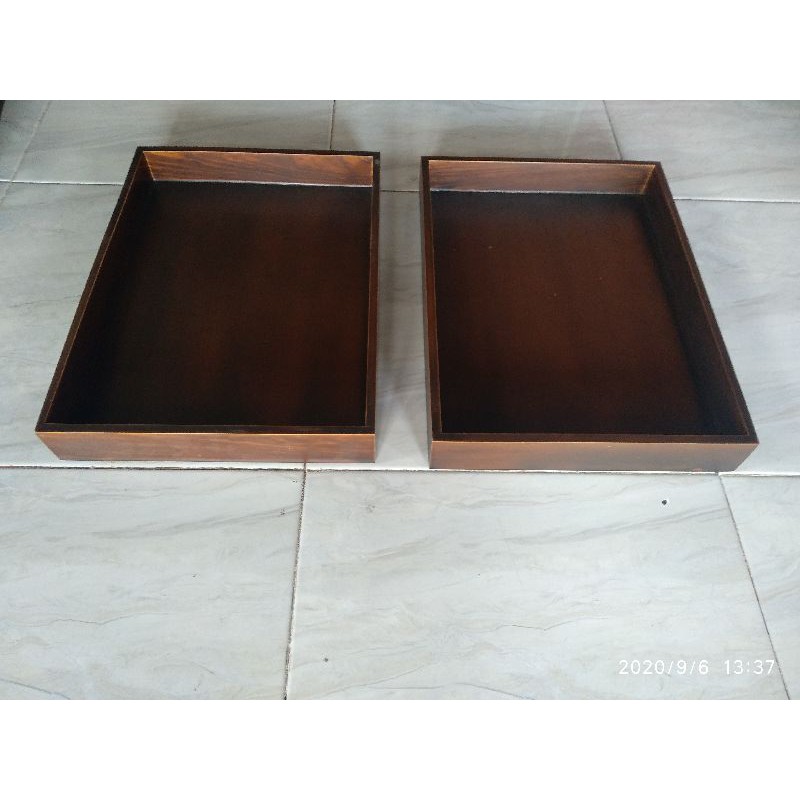 Nampan / Baki / Tray kayu Pinus 40 x 30 datar TANPA LUBANG