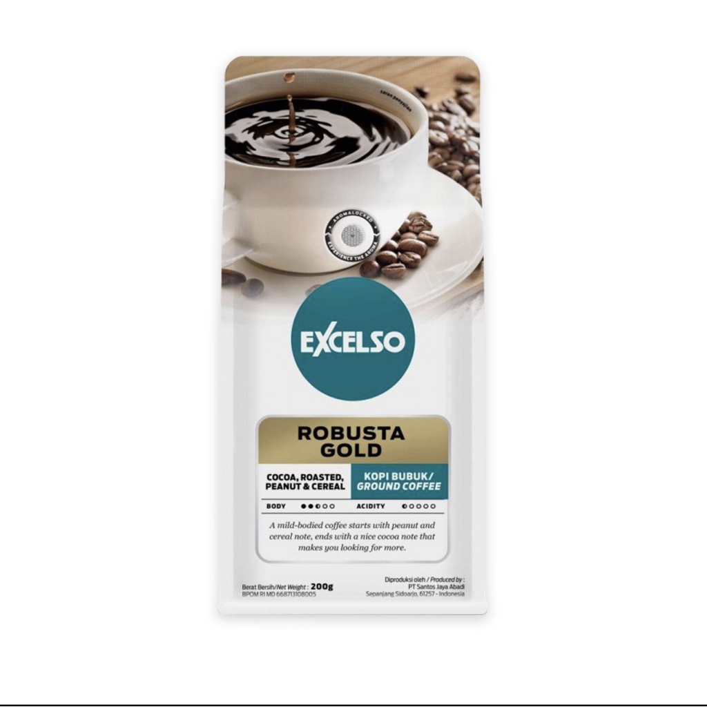 

Excelso Robusta Gold 200gr Ground / Bubuk (PROMO)