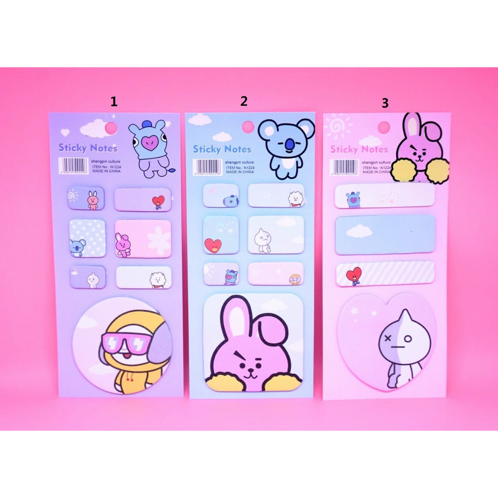 STICKY NOTES BT21 UNIK BANGTANBOYS PENANDA KERTAS BTS LUCU IMPORT HARGA DUNIA GROSIR COD TERMURAH