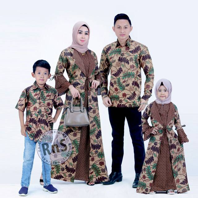 BISA COD / Best Seller Couple Gamis Kerah Jazz dan Kemeja Lengan Panjang Motif Sogan