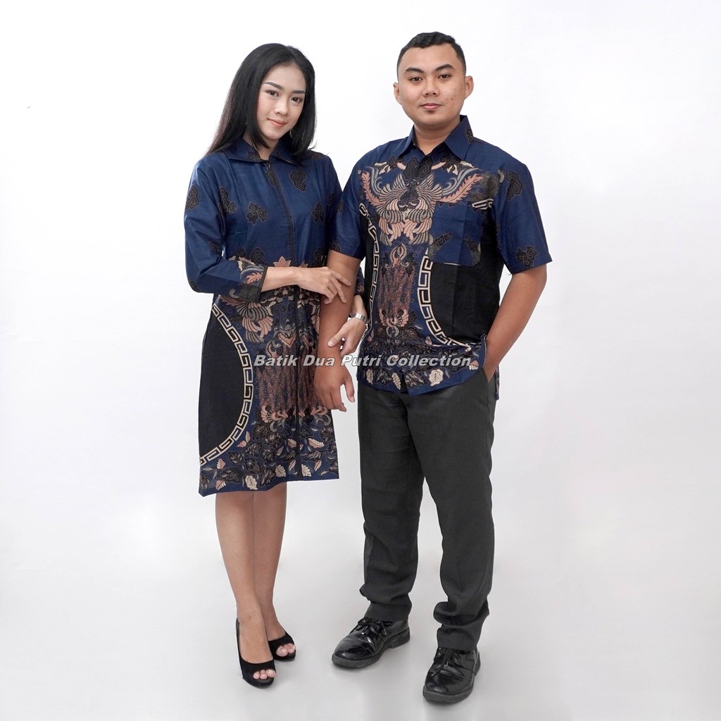 Couple Batik Wanita | Dress Wanita | Kemaja Pria |Warna Navi