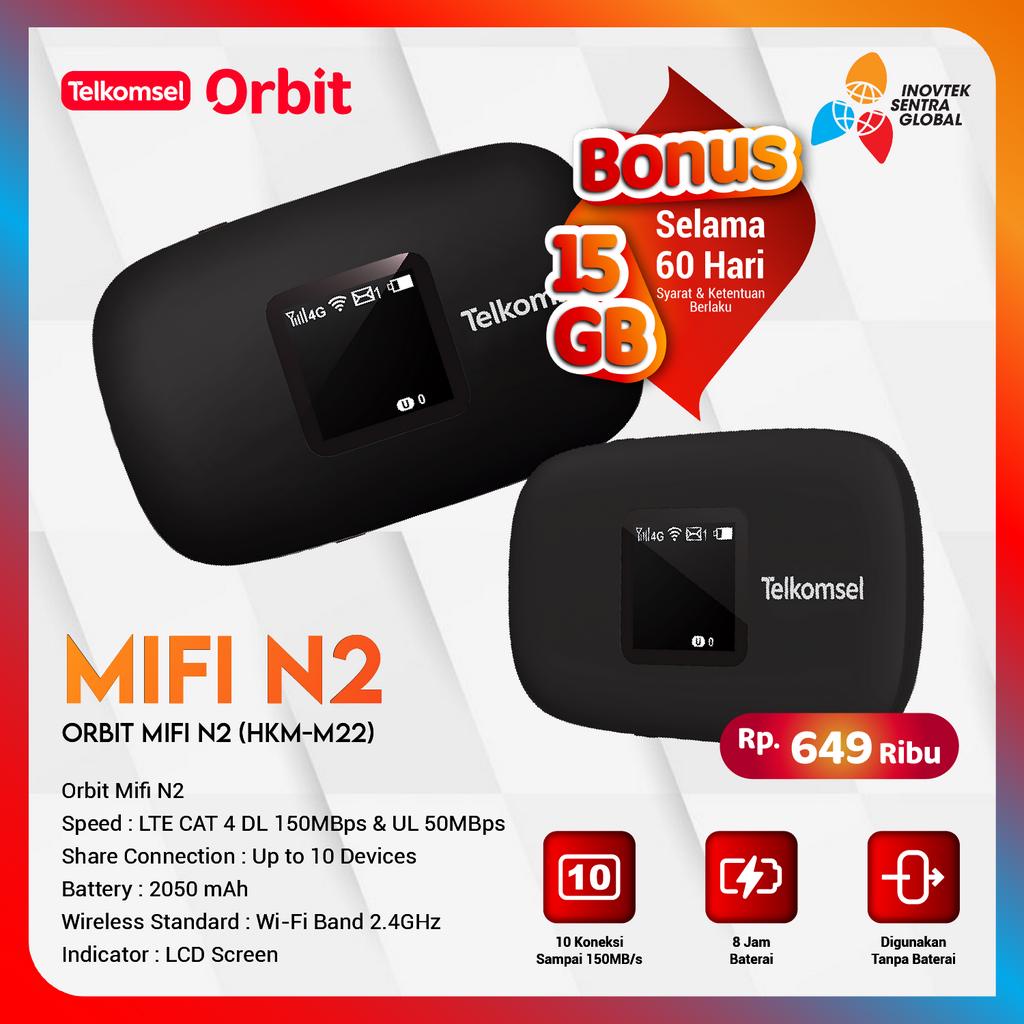 Modem Mifi Telkomsel Orbit Mifi N1 / N2 - HKM M21 / M22 Wifi 4G LTE