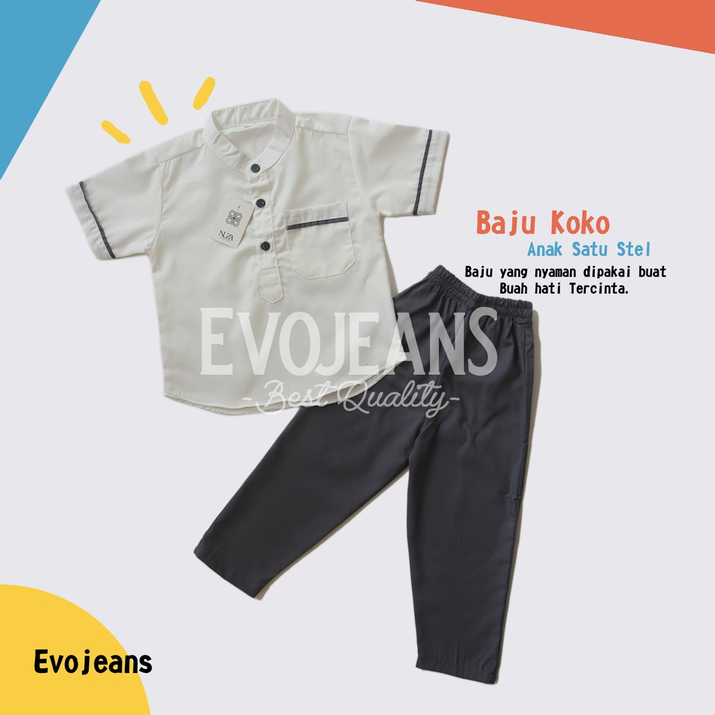 Baju Koko Bayi Satu Set Setelan Atas Bawah Celana dan Baju Model Kerah Bahan Katun Toyobo Premium Halus dan Adem dipakai - Baju Koko anak Laki laki setelan Umur 0 6 Bulan Sampai 1 2 3 4 5 Tahun - Baju Bayi Muslim  Kokoh Modern - Baju Koko Bayi  Bagus