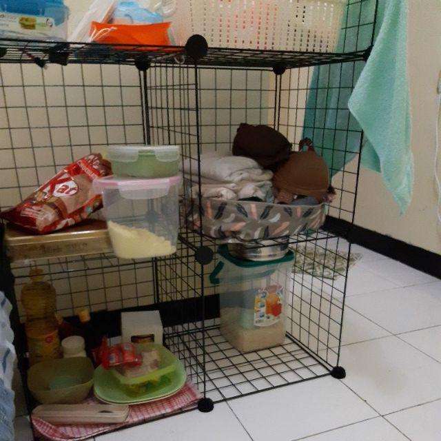 Rak Buku Besi Rak Serbaguna Rak Toys Storage Box Lemari Susun 6 Kotak