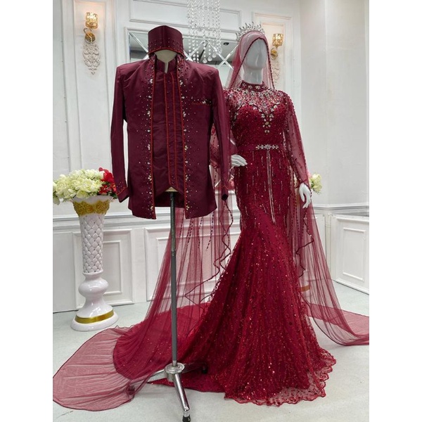 Gaun pengantin duyung couple/Gaun pengantin squen/Wedding dress