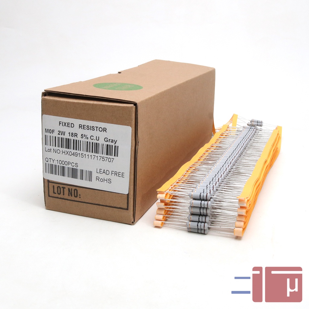 Resistor 18R 18 Ohm 2W Metal Oxide 5% Taiwan Kaki Tembaga