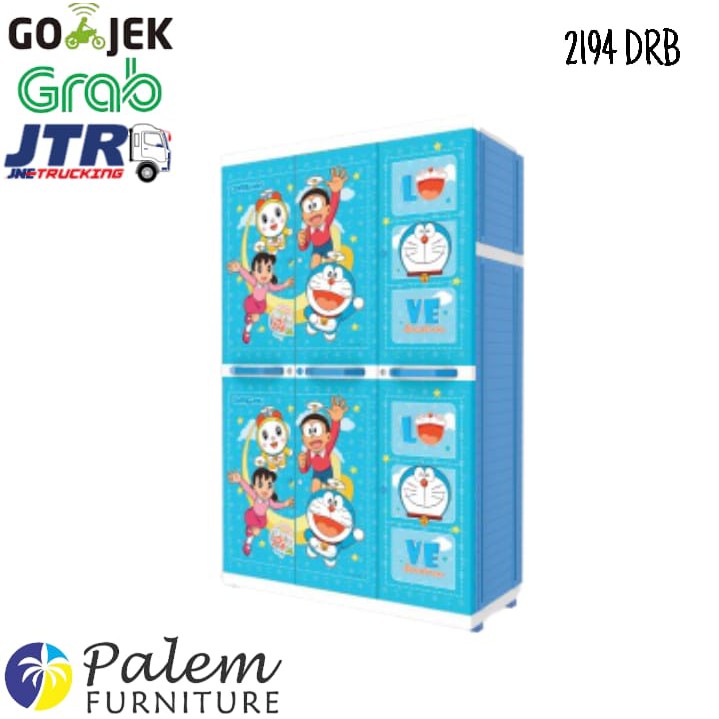 Naiba 2194 DRB Mega MSC Hanger Premium Lemari Plastik 3 Pintu Karakter Doraemon