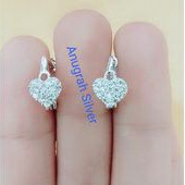 (COD)Anting jepit fashion wanita remaja/dewasa Love mata putih perak asli 925/Silver lapisan emas putih murni!!!