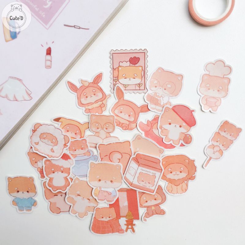 

Cute Brown Cat" Stickers For Diary/Scrapbook/Journal