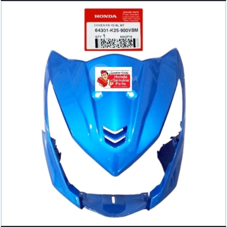 64301-K25-900VBM cover depan panel tameng lampu depan beat f1 biru ori honda