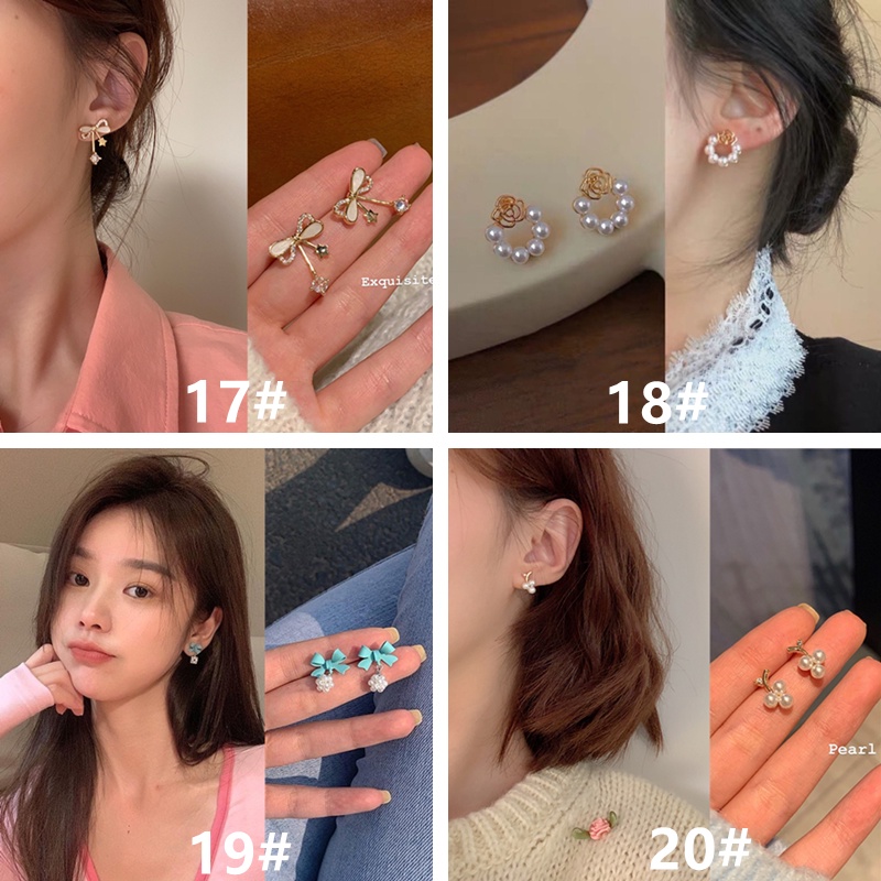 Anting S925 Silver Needle Hias Mutiara Gaya Retro Korea