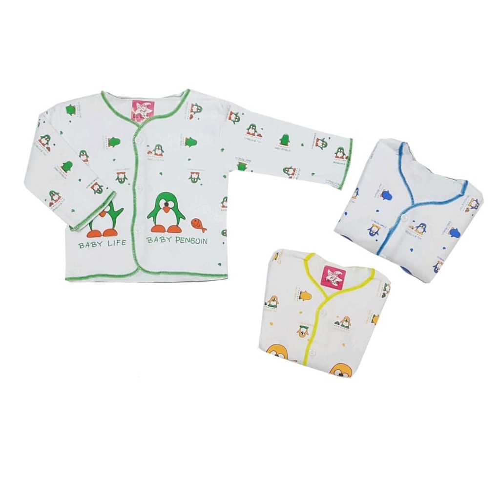 Baby life 6 pcs baju anak bayi lengan panjang kancing depan motif printing allsize newborn untuk