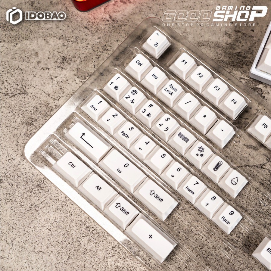 IDOBAO CHERRY PROFILE FULL WHITE JAPANESE CHARACTER KEYCAP SET 124 KEY