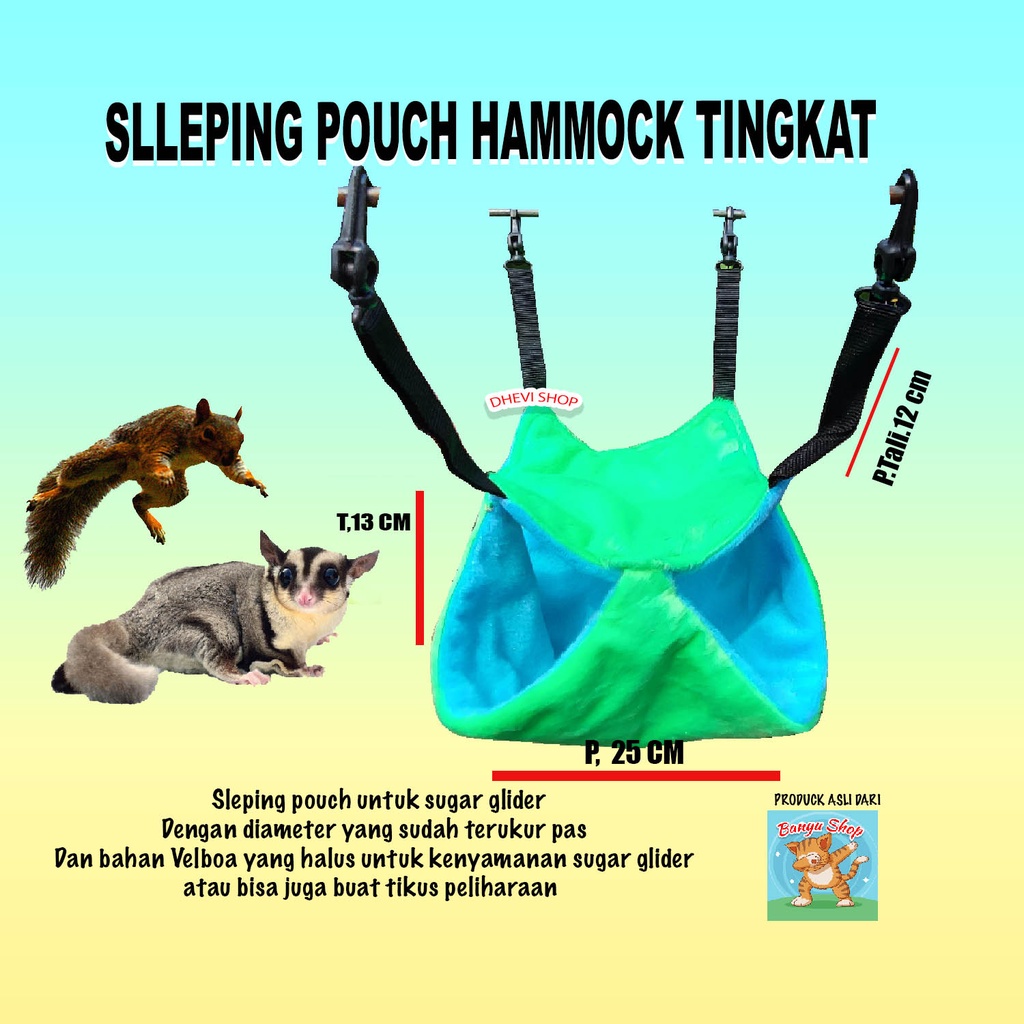 TEMPAT TIDUR SUGAR GLIDER-SLEEPING POUCH SUGAR GLIDER-WARNA