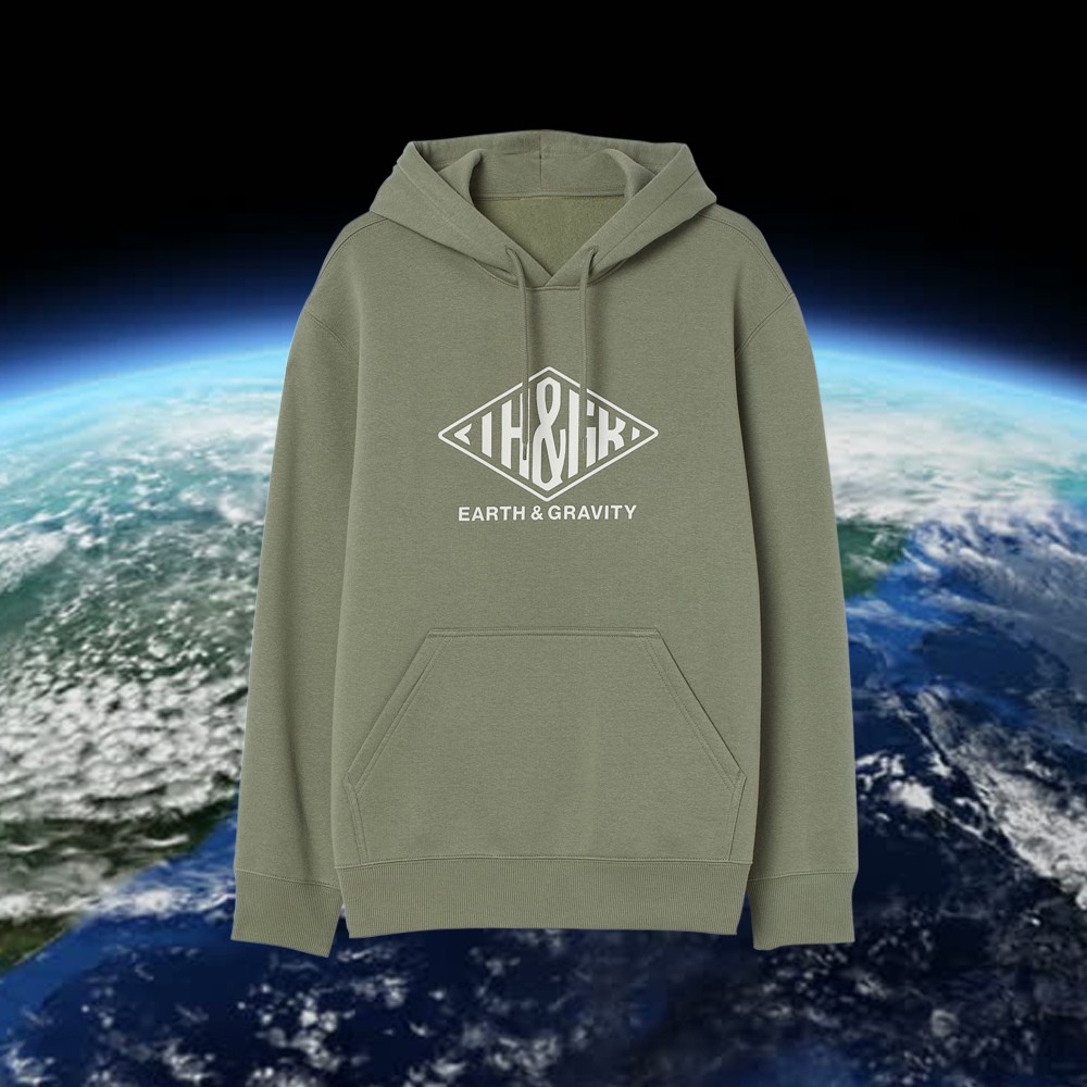Hoodie Jaket Earth Gravity Hijau Dewasa Couple Pria Wanita Desain Oversize Dari H&M +  Free Paper Ba