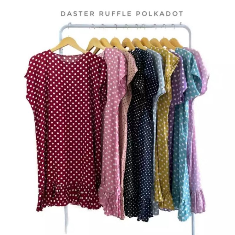 DASTER POLKADOT / daster viral /DASTER RUFFLE BAHAN HALUS DARI KATUN RAYON