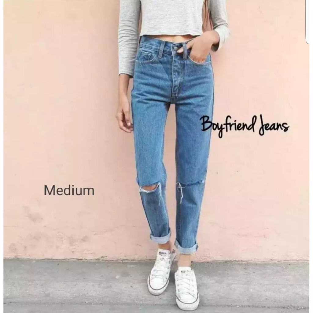 CELANA WANITA BOYFRIEND SOBEK LUTUT HIGH QUALITY SIZE 27-34 CELANA PANJANG WANITA JEANS