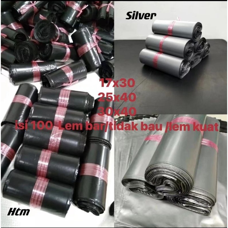 PLASTIK PACKING POLYMAIREOLSHOP DENGAN LEM PEREKAT HITAM 30X40 TERMURAH GROSIR PLASTIK PE ANTI ROBEK TEBAL 0,05 MICRON ISI 100