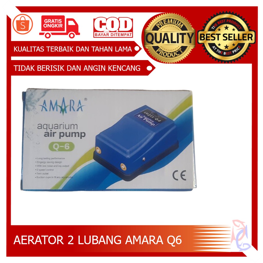 AERATOR AMARA 2 LUBANG Q6 AMARA Q6 AERATOR 2 LUBANG MESIN GELEMBUNG AMARA AQUARIUM 2 LUBANG