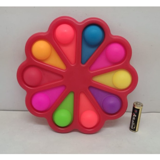 Mainan POP IT Simple Dimple Fidget 6 10 Bubble Stress Relief-10 Bubble BungaMerah