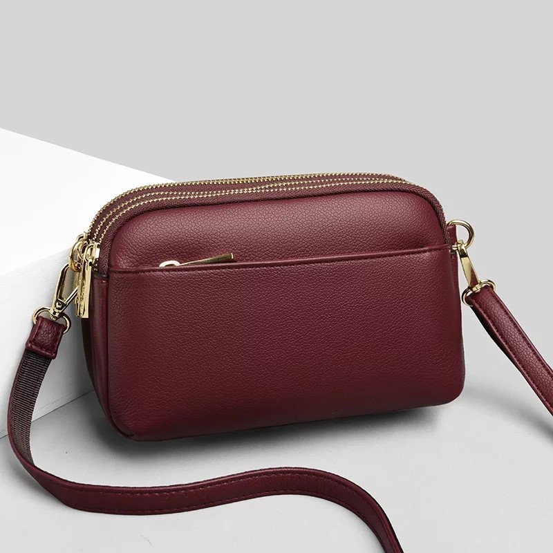 Ghaya  ( COD ) Tas Selempang Mini Wanita | Tas Clutch Wanita | Tas Dompet Wanita | ada 4 Ruang Resleting | Bahan Kulit Sintetis