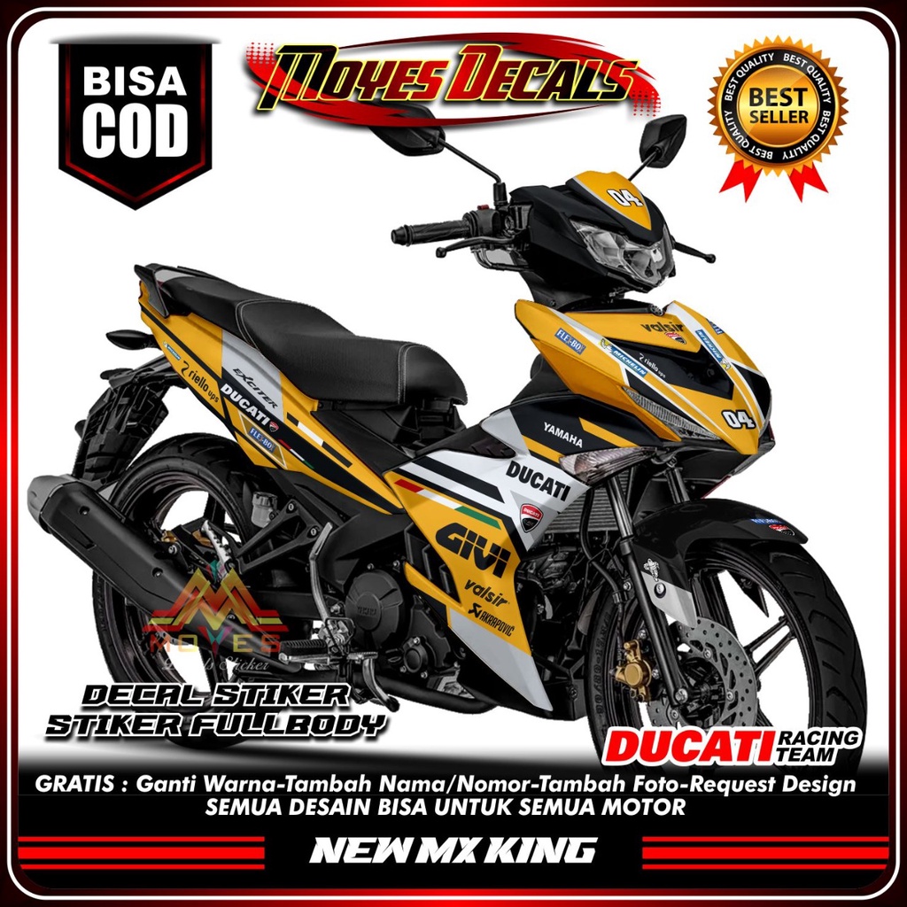 Decal New MX King 150 Ducati Racing Yellow Colors Stiker Fullbody