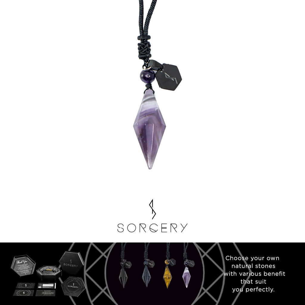 SORCERY Pendant Bandul Liontin Kalung Kesehatan Natural Stone Batu Alam Asli Unisex Cewek Cowok Pria Wanita-3