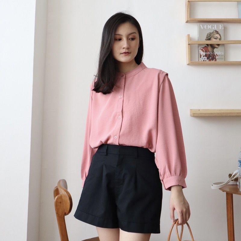 Blouse Kemeja Rayon Crinkle - Blouse Kemeja Formal Kerja - Blouse Korea