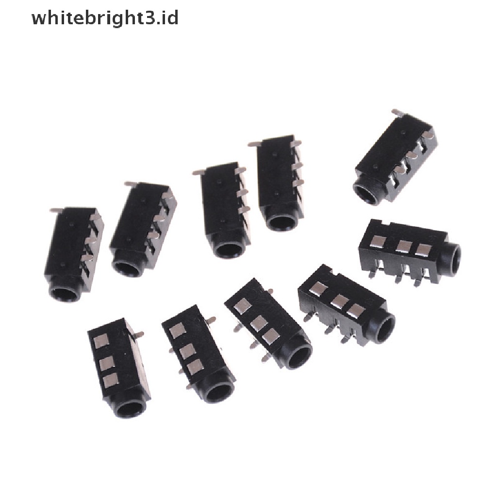 (whitebright3.id) 10pcs PJ-320D 4 Pin SMD 3.5mm Female Konektor Jack Headphone PCB Mount