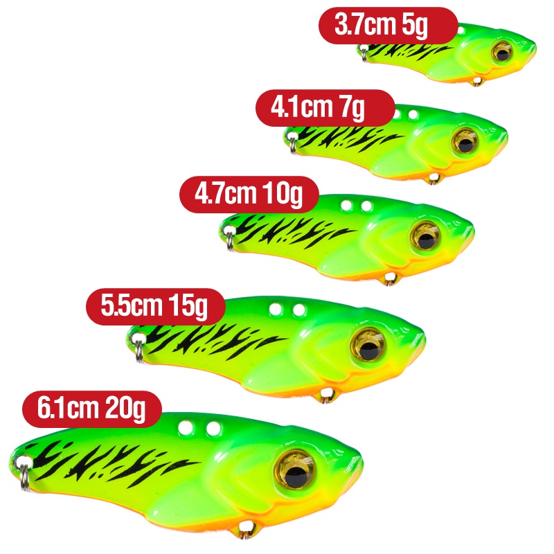 Umpan Pancing Hardlure Bentuk Ikan VIB Spinner Mata 3D Bahan Metal 5g / 7g / 10g / 15g / 20g