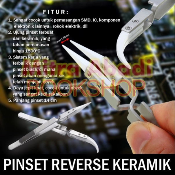 Pinset Reverse Keramik / Tweezer Ceramic Coil Gear Lurus SS Authentic
