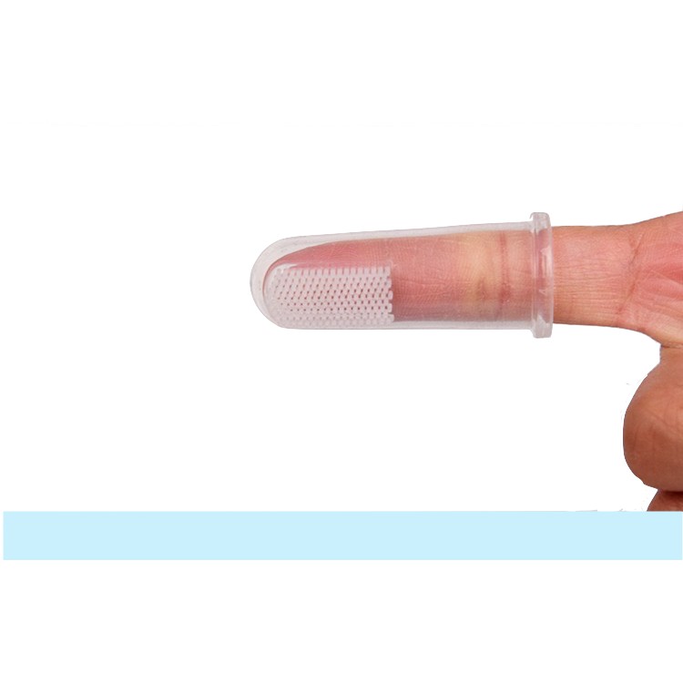 2 PCS SIKAT GIGI BAYI FINGER TOOTHBRUSH SIKAT MULUT LIDAH BAYI SILIKON WARNA PUTIH DAN BIRU