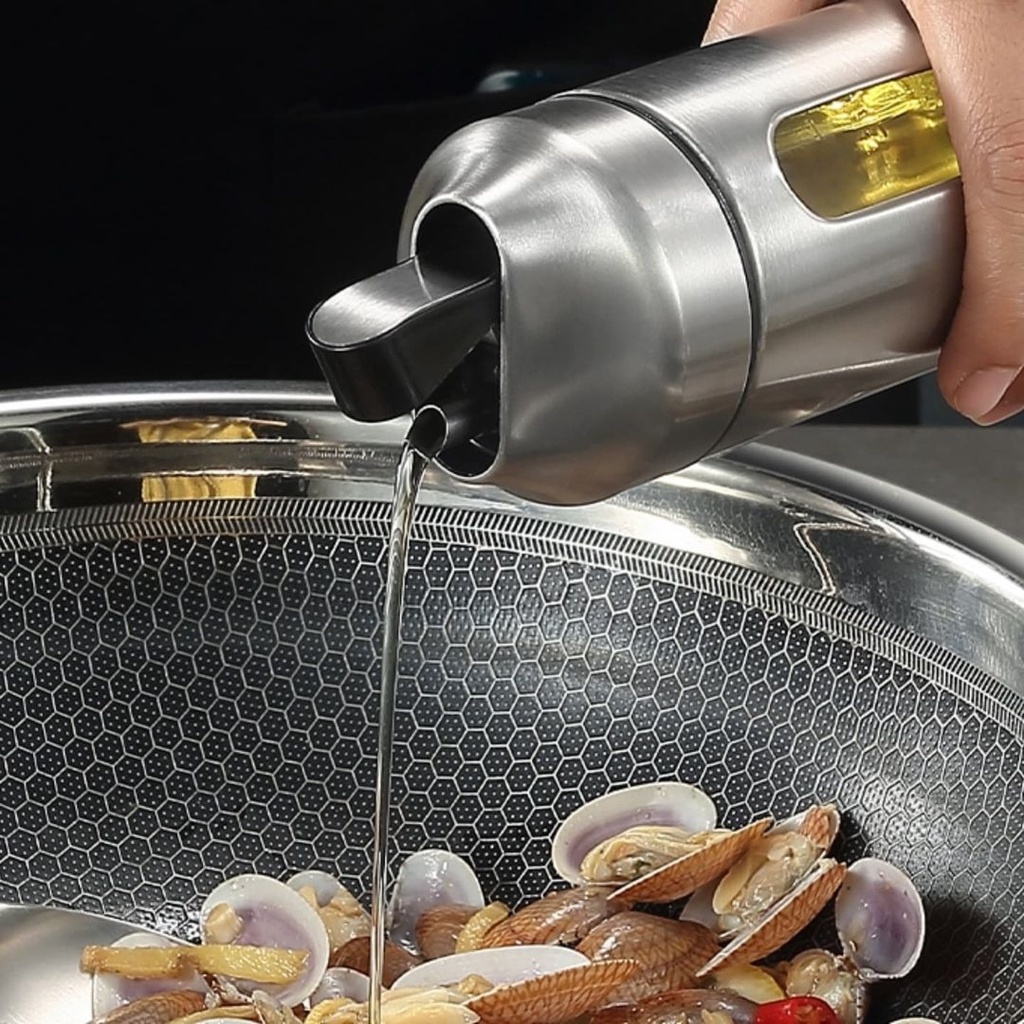 Botol minyak otomatis kaca lapis stainless steel 304