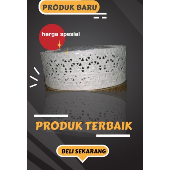 peci bambu motif anyaman besar putih polos/songkok/muslim