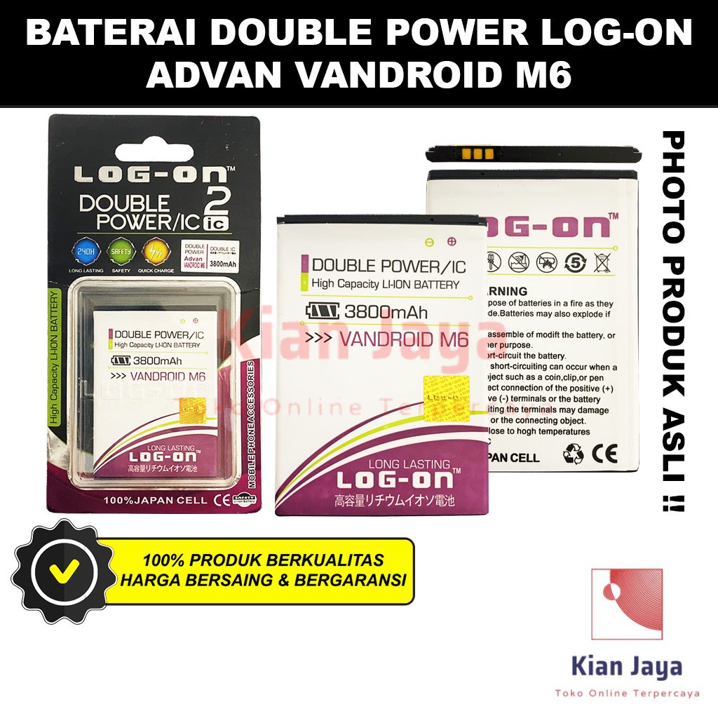 Baterai Double Power Log-on Hp Advan Vandroid M6 Batre Batrai Battery Original Logon