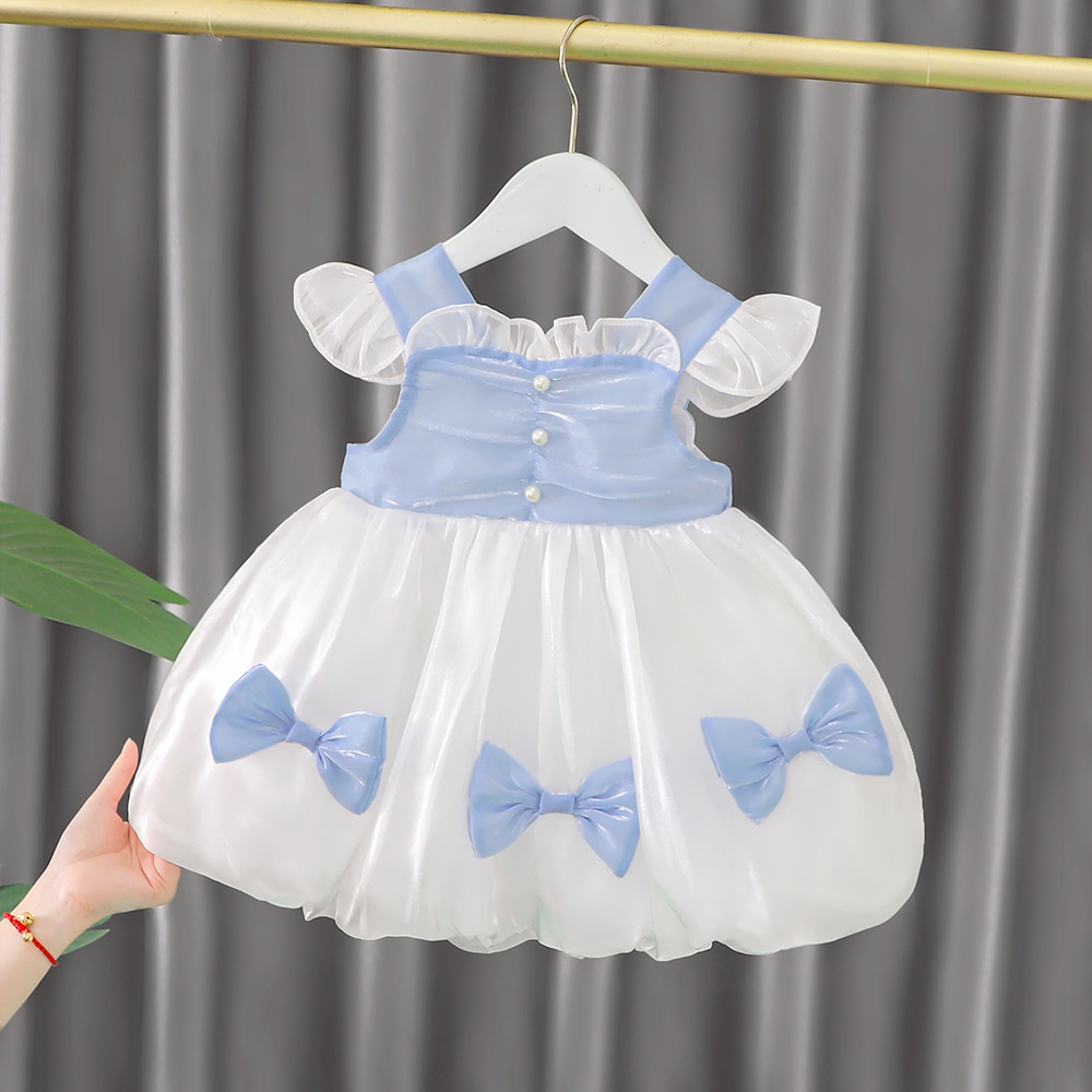 P33 NEW Dress tanpa lengan anak dengan banyak pita kualitas premium