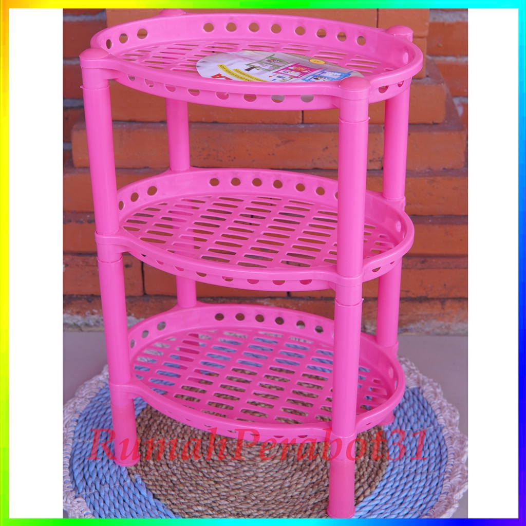 Rak Plastik Segi Tiga  & Oval Serbaguna Tempat Bumbu / Kosmetik Susun 3