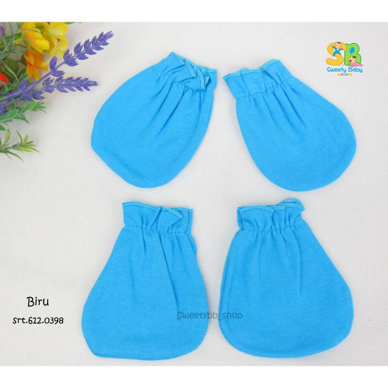 Sarung tangan dan kaki bayi warna polos isi 3pcs, 6pcs