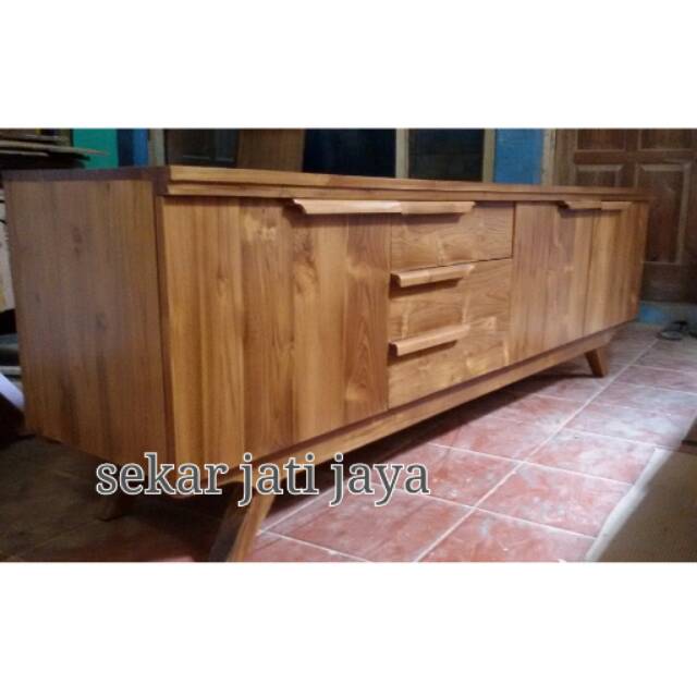 Lemari bufet rak tv minimalis cabinet jati jepara