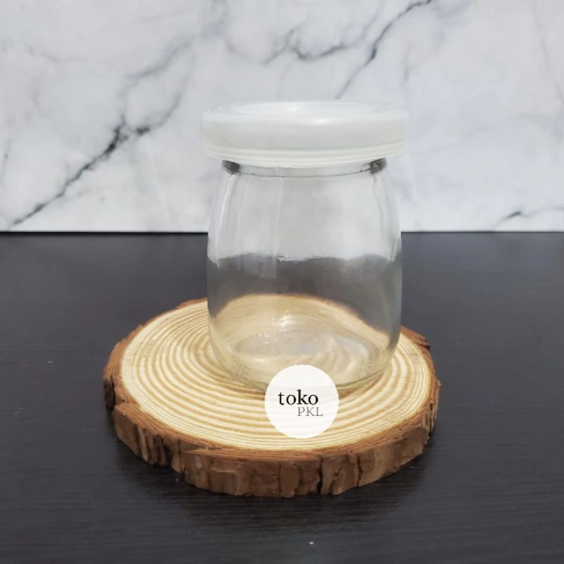 jar puding bahan kaca tutup plastik 100ml jar lilin dll multifungsi
