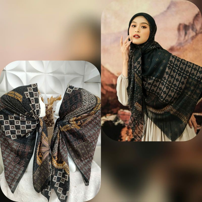 Hijab motif iskanti / Hijab branded segi empat