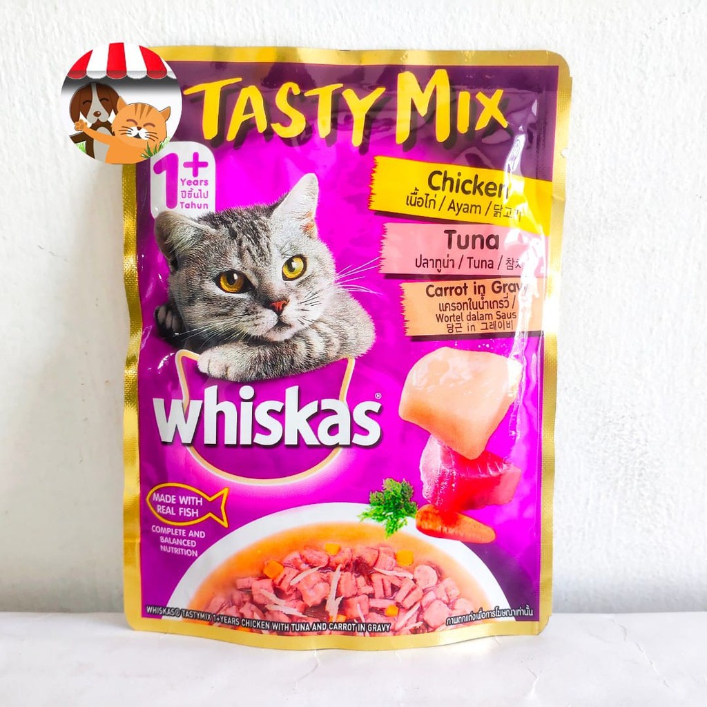 Whiskas Tasty Mix Rasa 70gr - Chicken Tuna Carrot In Gravy