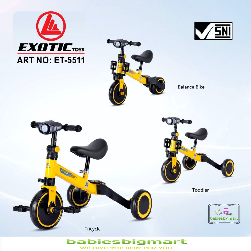 BALANCE BIKE SEPEDA RODA 3 TIGA TRICYCLE PUSH 3IN1 ANAK AVIATOR AT 7901 / 7905 EXOTIC ET 5511 / ET 709 / ET 2011 / ET 2017 / ET 2008 / PACIFIC PC 5022 / GY 717 / NUWA 20 9M / 20 5