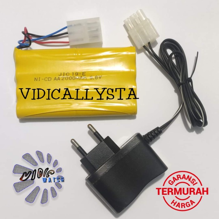 Paket Baterai NiCd RC AA 2000mAh 9.6V Model 3 Socket Putih isi 8